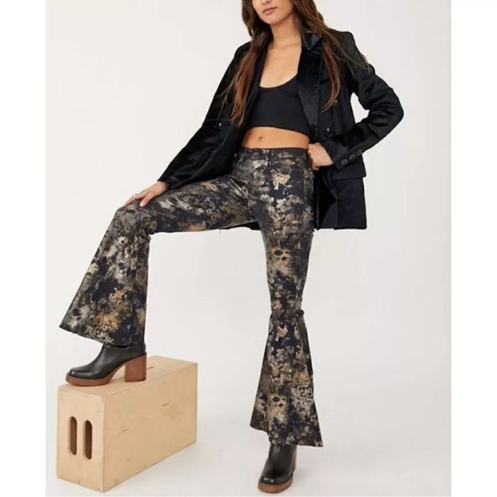 Free People Inferno Flare Bronze Combo Abstract Floral Size 27 - Picture 4 of 11